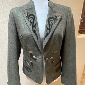 Vintage Erzherzog Johann Loden Green Wool Embroidered Blazer Size 38 (Small)
